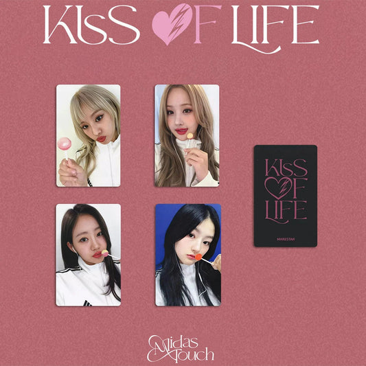 4Pcs/Set KPOP KISS OF LIFE Photocards Midas Touch Album Postcard JULIE NATTY BELLE HANEUL Double-Sided Lomo Cards KIOF Fans Gift SS69 8.69 MEET / 5.4x8.5cm