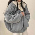 Smvp Winter Thicken Warm Parkas Women Fashion Double Sided Hooded Fleece Coat Ladies Korean Loose Long Sleeve Zip Up Jackets