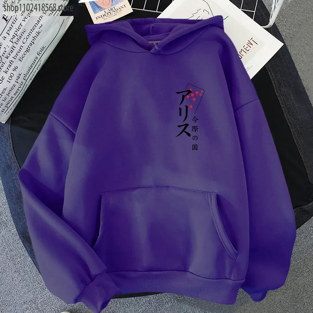 Arisu Seven of Heart Hoodie Anime Alice In Borderland Sweatshirt Spring/Autumn Winter Clothes Harajuku Pullover Men Graphic Tops SS69 24.69 Purple / XXL