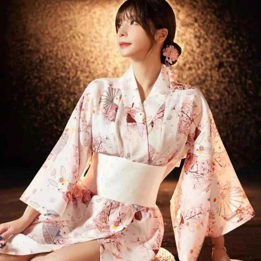 Printed Floral Traditional Japanese Kimono Elegance Asian Sakura Girl Kimono Dress Japanese Style New
