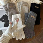 Korean Style High-Quality Women's Knitted Gloves Touch Screen Fingerless Washable Full Finger Gloves