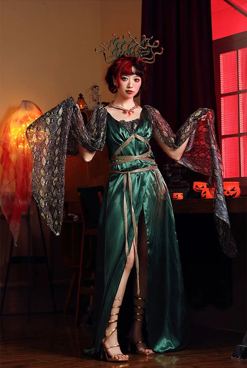 Medusa Snake Cosplay Costume for Women - Greek Myth Knit Dress Set