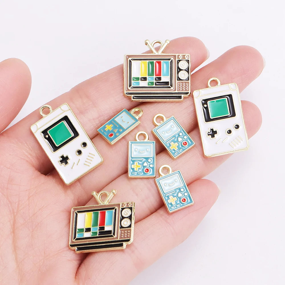 10Pcs Retro Enamel TV Set Game Console Charms for Jewelry Making DIY Cute Design Charms Pendant Necklaces Earrings Accessories SS69 6.69 mixed 10pcs 2