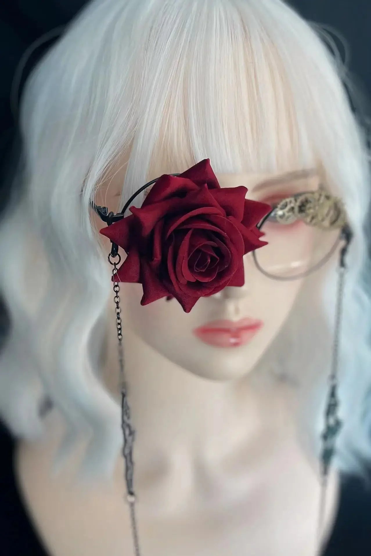 Japanese Original Punk Red Rose Gear Lolita Glasses New Fashion JK Streetwear Student Cosplay Masks Men Women Telegant Glasses SS69