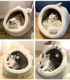 Cartoon Cat Cave Bed, Foldable Cotton Pet Sleeping Mat