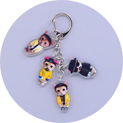 Game Anime Peripheral Keychain 10 Styles 4 in 1 Arcylic Cartoon Figures Keyrings Kawaii Key Chain Accessories SS69 6.69 05