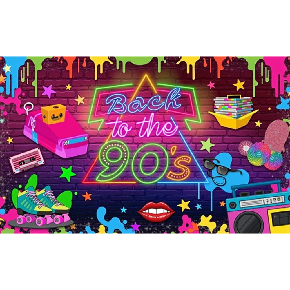 Back To 80'S Backdrop Graffiti Hip Pop Party Disco Music Photo Background Banner Graffiti Back To The 80’S Party Decorations SS69 11.69 B9Y9N1D