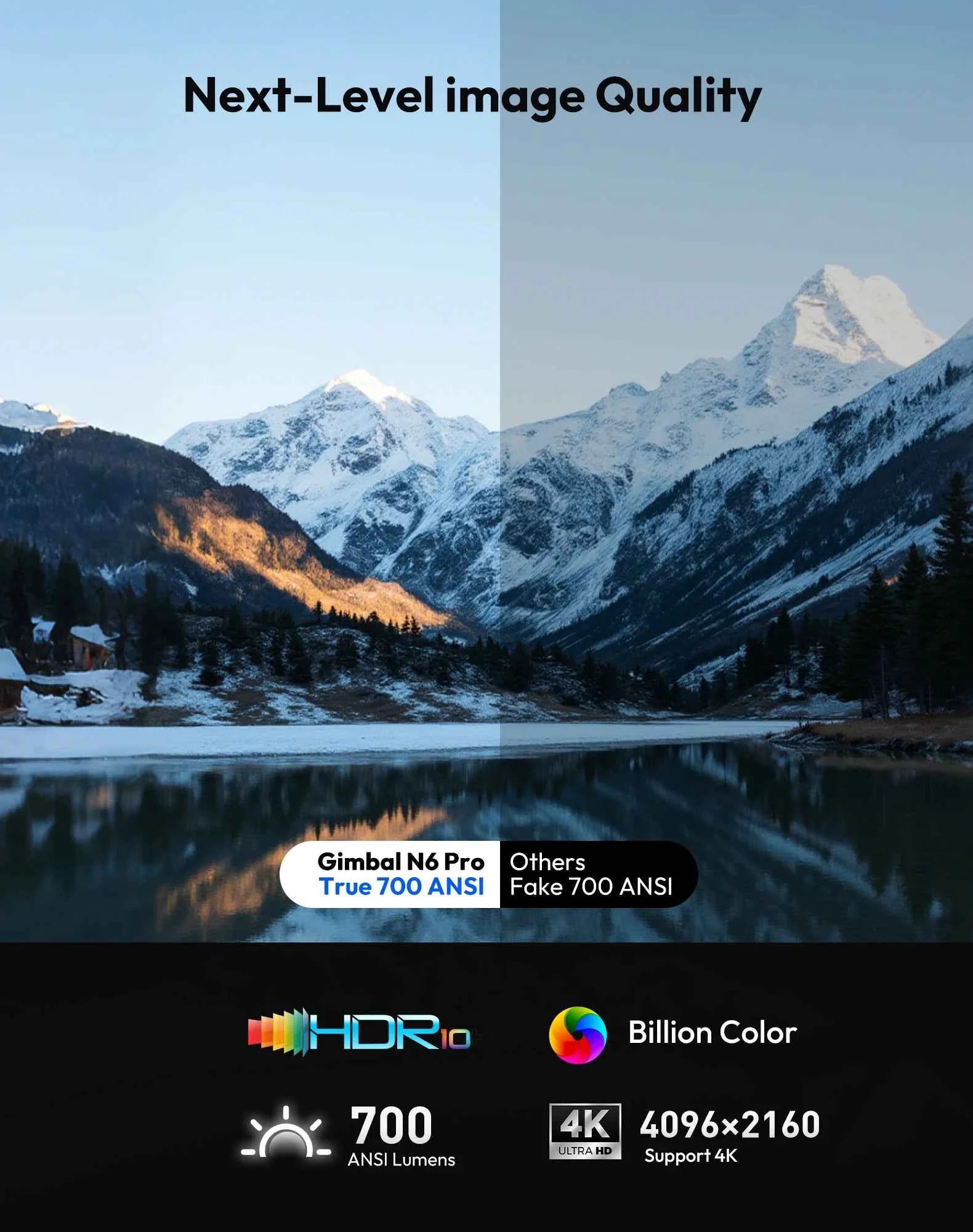 XGODY Gimbal N6 Pro 4K Projector Netflix Officially 700 Ansi Native 1080P Auto Focus Whale OS TV for Movie Home Theater