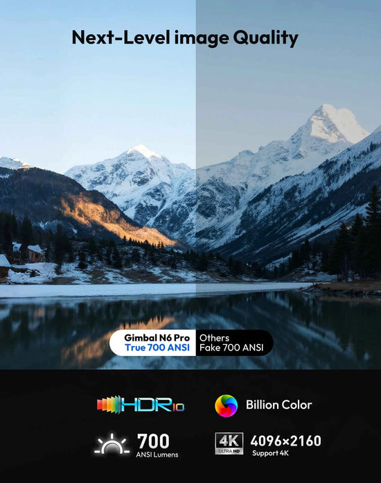 XGODY Gimbal N6 Pro 4K Projector Netflix Officially 700 Ansi Native 1080P Auto Focus Whale OS TV for Movie Home Theater