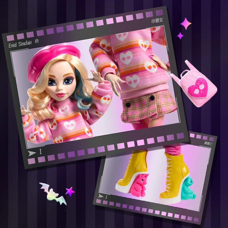 Barbie 100% Original Extra Joint Moveable Dolls Wednesday Addams for Girls Articulated Dolls for Girls Birthday Christmas Gifts SS69