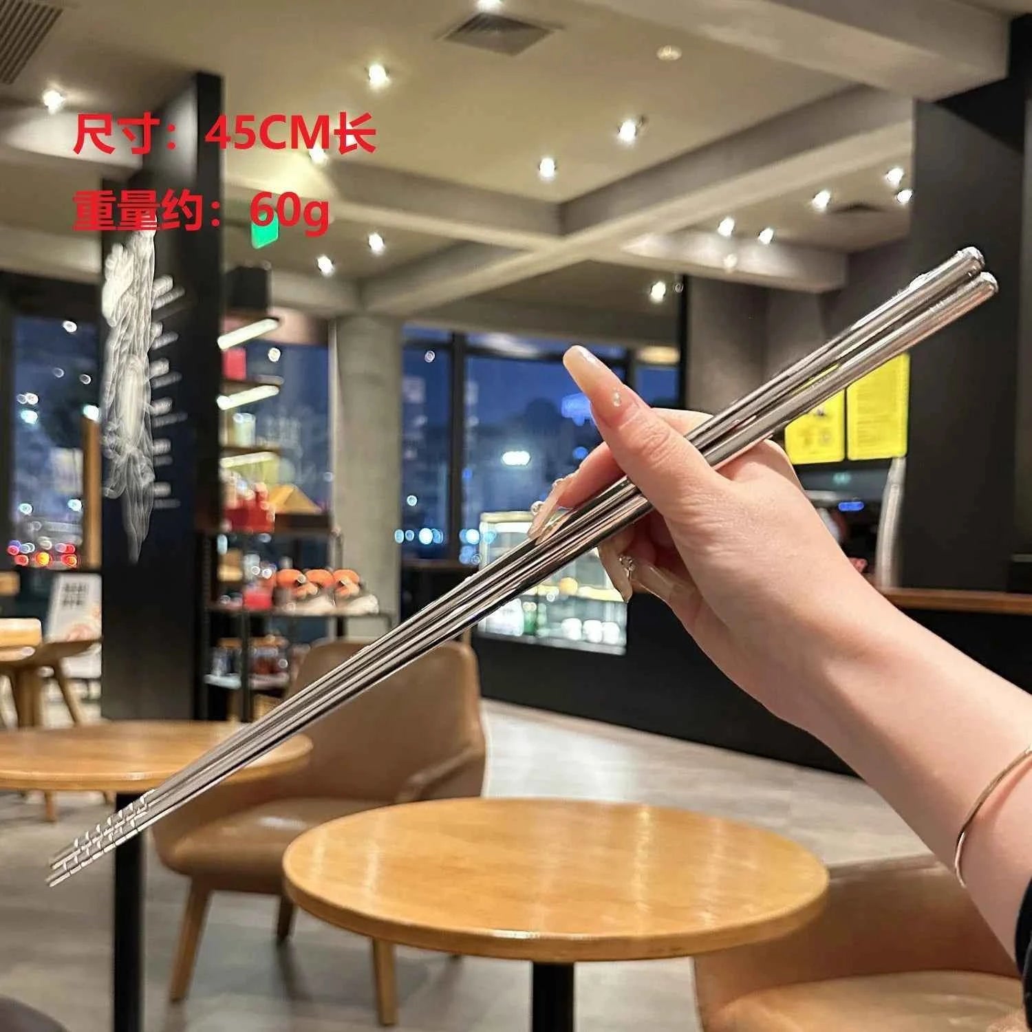 Stainless steel and long chopsticks, high-temperature resistant hot pot chopsticks, 45cm serving chopsticks for household use