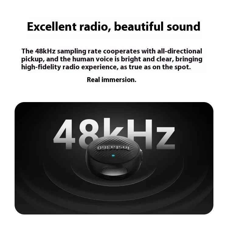 Insta360 X5 Mic Air Transmitter 48khz High-Quality Noise Reduction Compatibility Flow 2 Pro Custom  Recording Upport One-Click