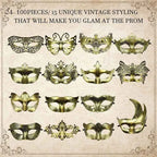 24-150Pcs Couple Masquerade Masks Bulk Venetian Carnival Mask Mardi Gras Antique Vintage Mask for Woman Men Prom Party Costume