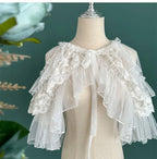 Women's Lace Mesh Short Shawl Poncho - Open Front