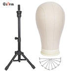 21inch 23inch Wig Head Mannequin Head with Wig Stand, Manikin Canvas Head for Wigs Making Display with Pins