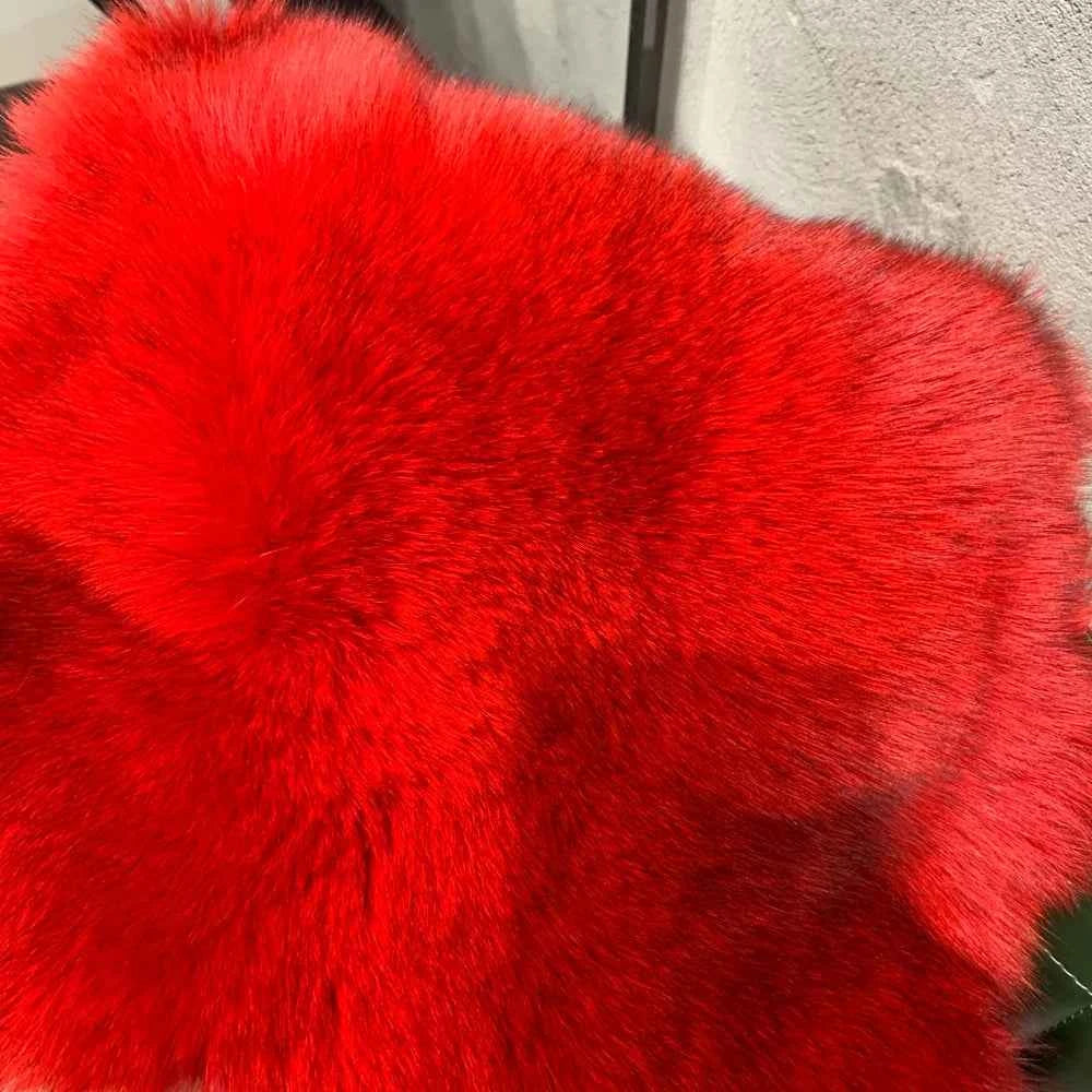 Winter Long Fur Coats Winter Female Natural Fox Fur OutWear Full Pelt Real Fox Fur Jackets with Long Sleeve
