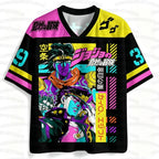 2026 Men's Women's Popular Anime JOJO Jotaro Kujo Street V-neck Jersey Harajuku Printed Breathable Sports Short T-shirt Tops