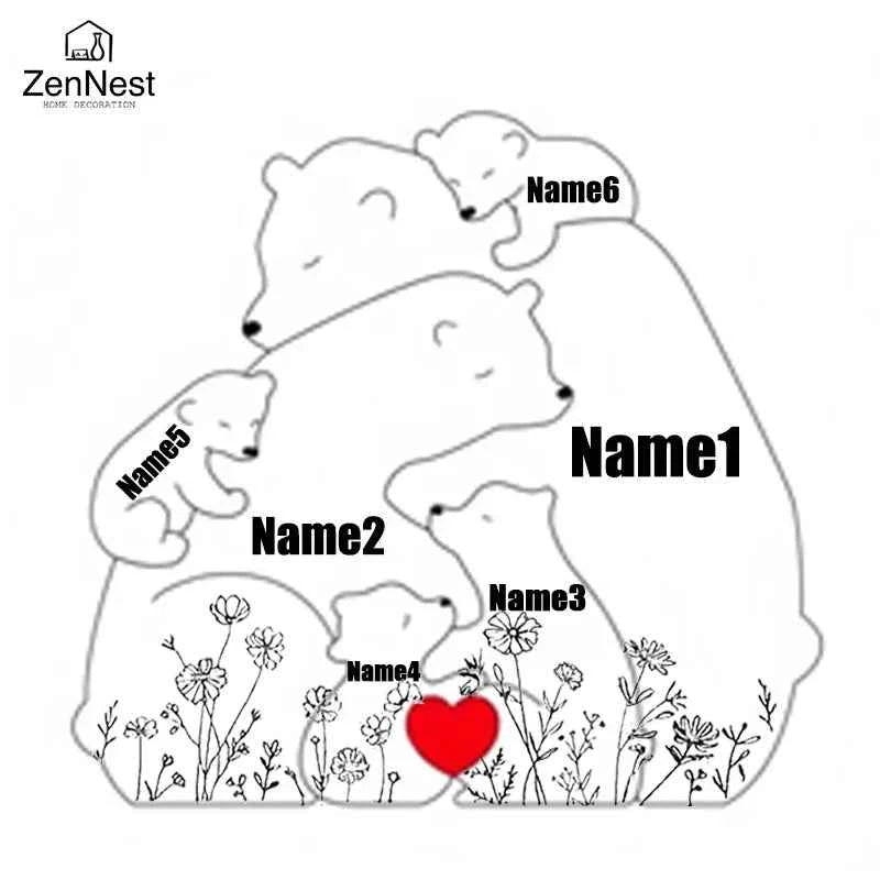Artistic Wooden Puzzles, Little Bear Family Personalized Name Puzzles, Thanksgiving Christmas Gifts, Home Tabletop Decorations