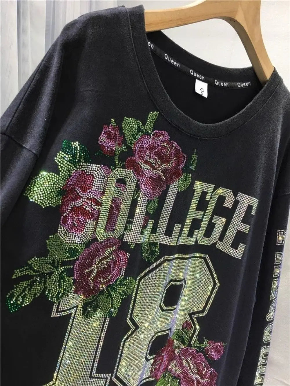 L-4XL 150kg Luxury Diamond Stamping Women's Plus Size Sweatshirts Aesthetics Art Female Pullovers Vintage Winter Lady Sweatshirt SS69