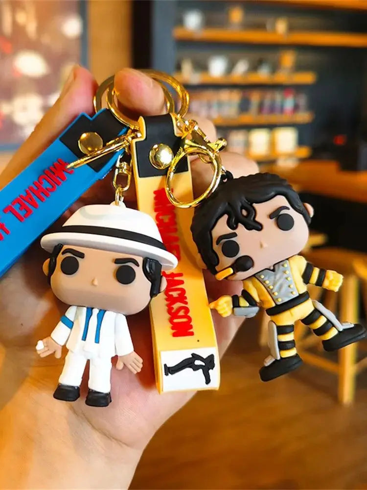 Michael Jackson Silicone Keychain with Gold-Tone Clasp
