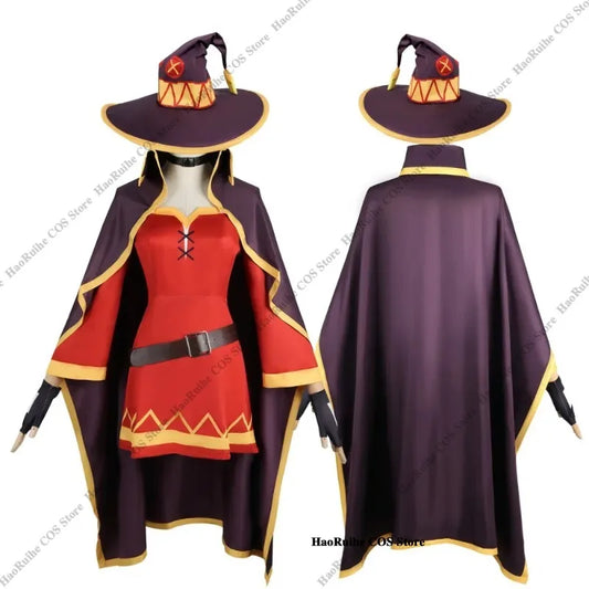 Megumin Cosplay Costume Set with Dress, Cloak, and Hat - KonoSuba Sorceress