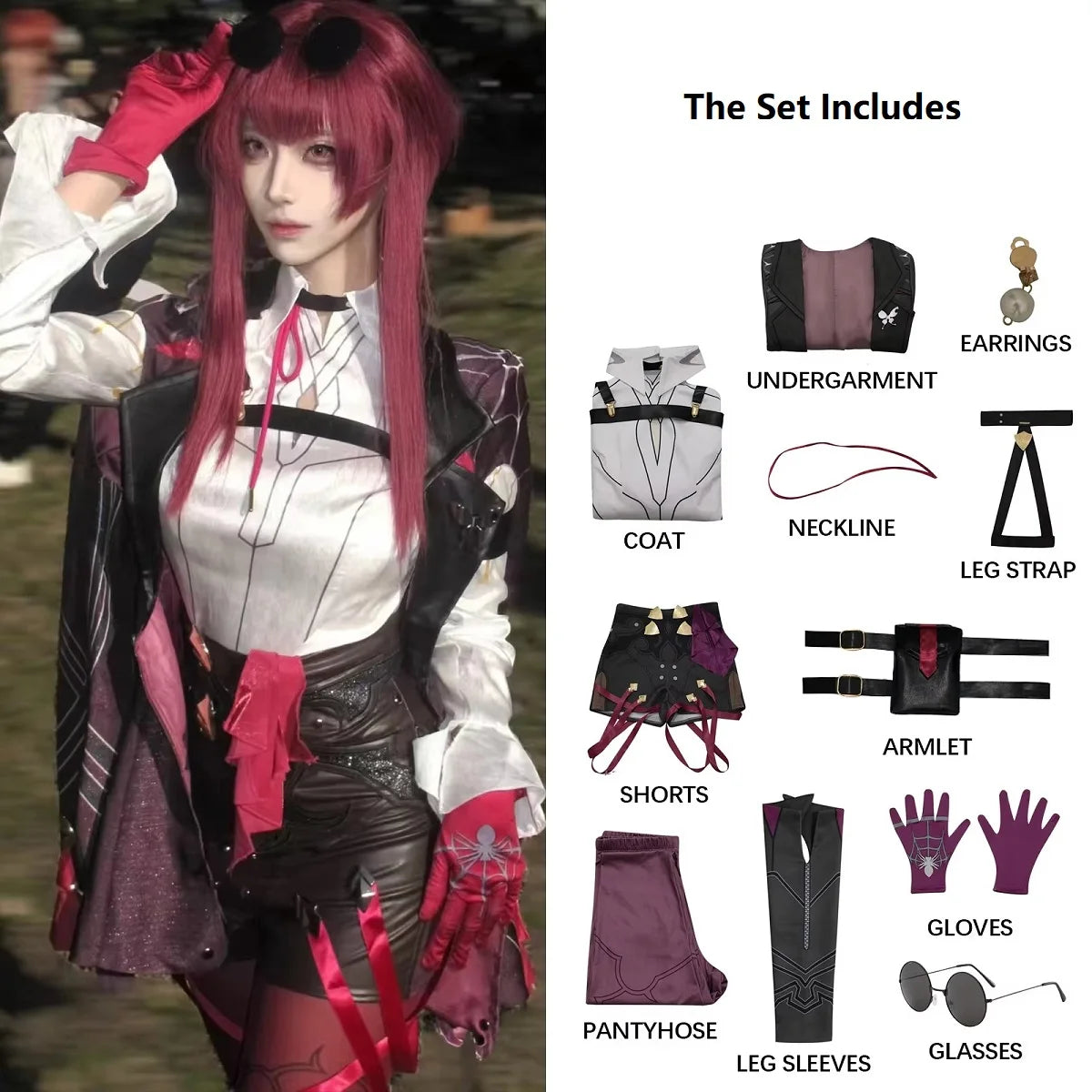 Honkai Star Rail Kafka Cosplay Costume Set with Wig - Women's Trench Uniform