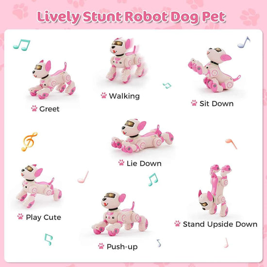 VATOS Robot Dog Toy for Kids Voice 2.4GHz Remote Control Robot Pet Touch Sensor 20+ Mode Puppy Toy for Kids Girls