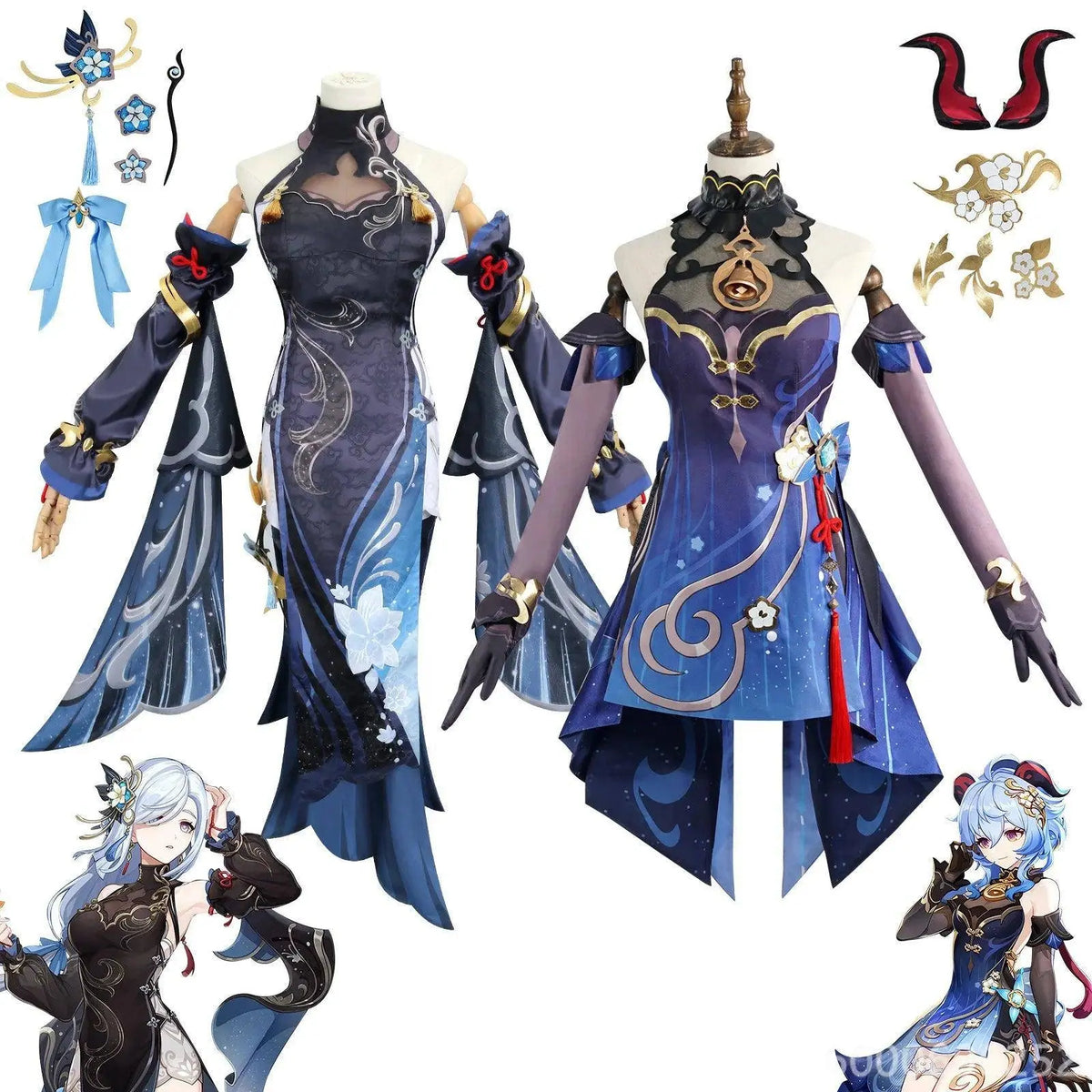 Shen He Cosplay Costume Frostflower Dew Dress Genshin Impact Lantern Rite Shenhe New Cosplay Outfits Ganyu Included New Arrival - SS69