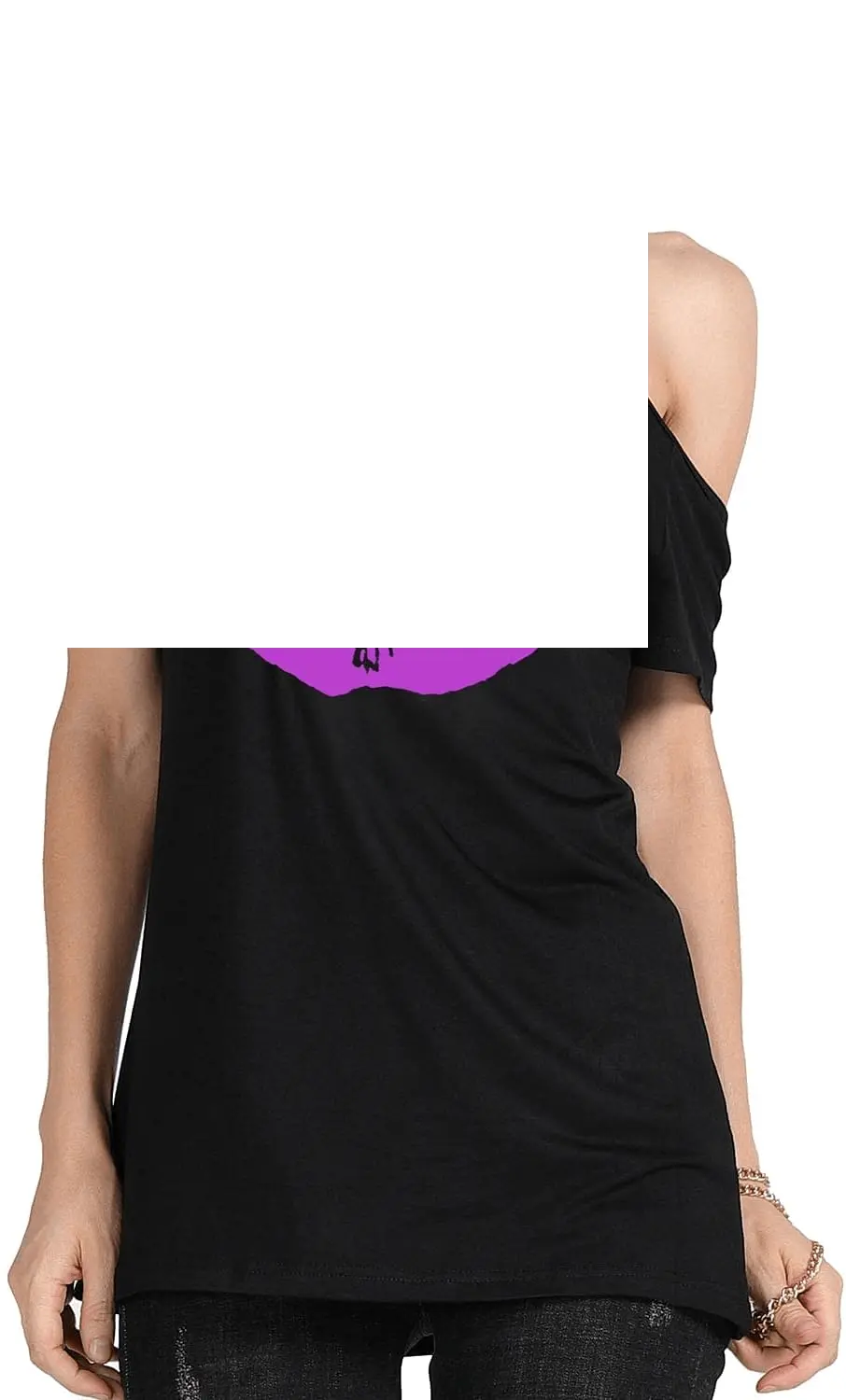 Short Lips Print Causal off the Shoulder plus Size - SS69