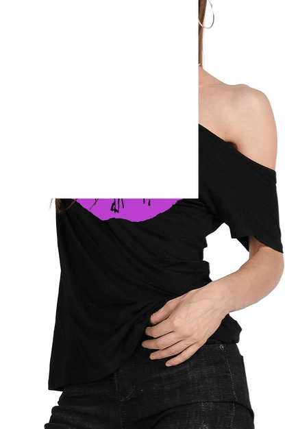 Short Lips Print Causal off the Shoulder plus Size - SS69