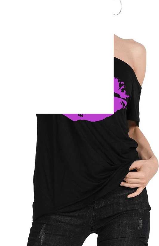 Short Lips Print Causal off the Shoulder plus Size - SS69