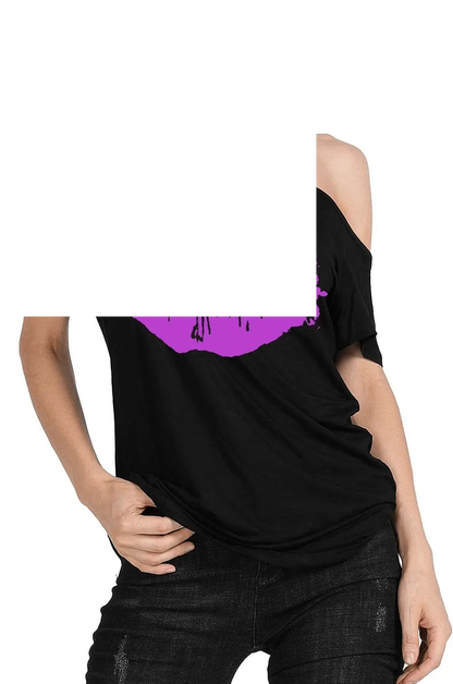 Short Lips Print Causal off the Shoulder plus Size - SS69