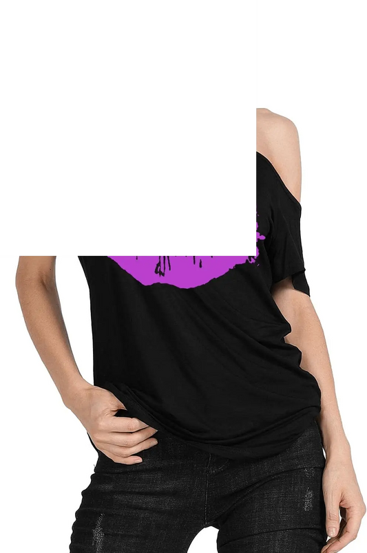 Short Lips Print Causal off the Shoulder plus Size - SS69