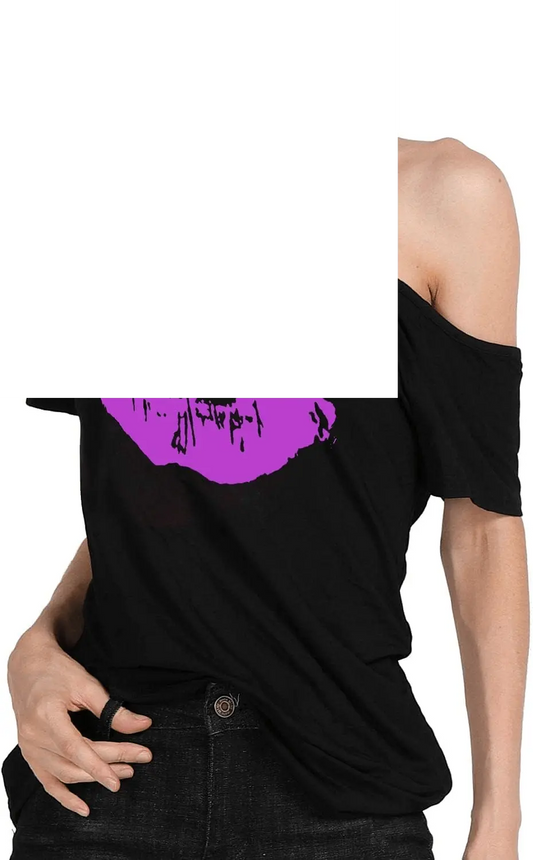 Short Lips Print Causal off the Shoulder plus Size - SS69