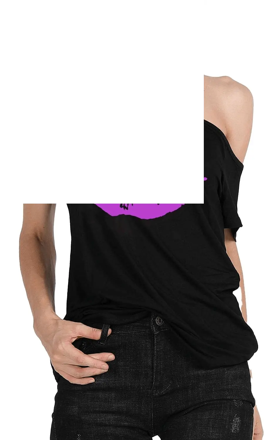 Short Lips Print Causal off the Shoulder plus Size - SS69