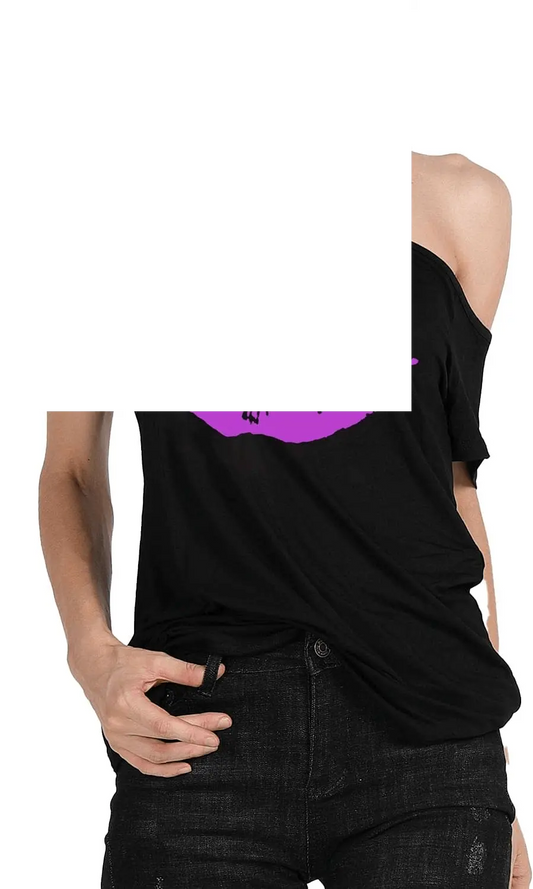 Short Lips Print Causal off the Shoulder plus Size - SS69