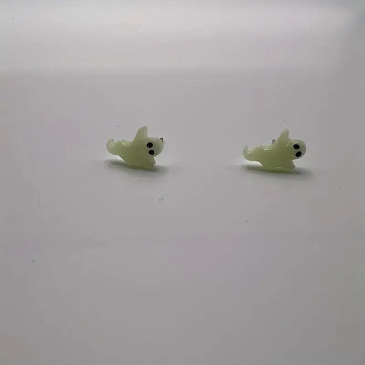 Silver S925 Luminous Ghost Stud Earrings, Glow in the Dark, Fun Design, Unisex, Lightweight, No Feather, for Halloween, Easter, General Use & Day of the Dead - Use Without Electricity - SS69
