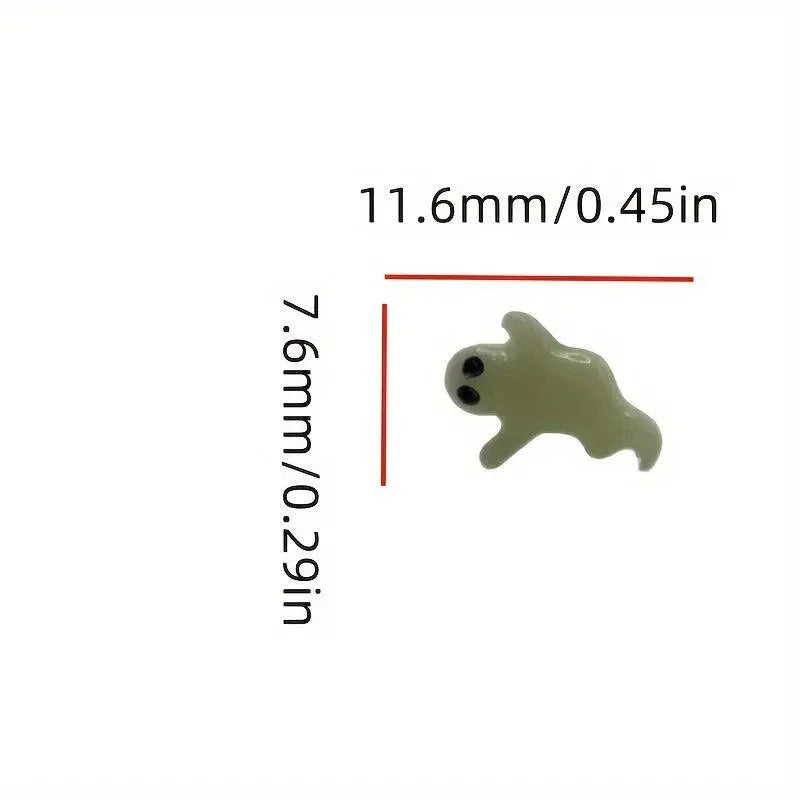 Silver S925 Luminous Ghost Stud Earrings, Glow in the Dark, Fun Design, Unisex, Lightweight, No Feather, for Halloween, Easter, General Use & Day of the Dead - Use Without Electricity - SS69