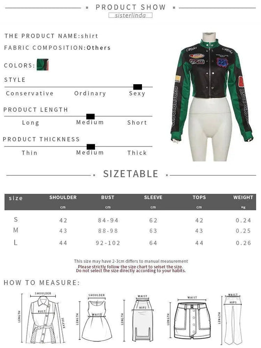 Sisterlinda Autumn Release Junior Girl Knit Letter Printing Slim Fit Jacket Fashion Locomotive Wind High Street Coat K24C55462 SS69