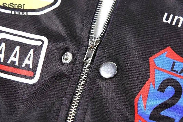 Sisterlinda Autumn Release Junior Girl Knit Letter Printing Slim Fit Jacket Fashion Locomotive Wind High Street Coat K24C55462 SS69