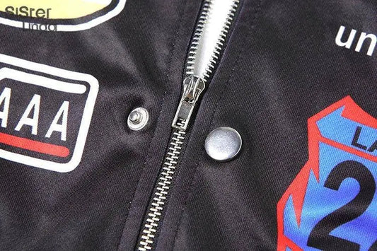 Sisterlinda Autumn Release Junior Girl Knit Letter Printing Slim Fit Jacket Fashion Locomotive Wind High Street Coat K24C55462 SS69