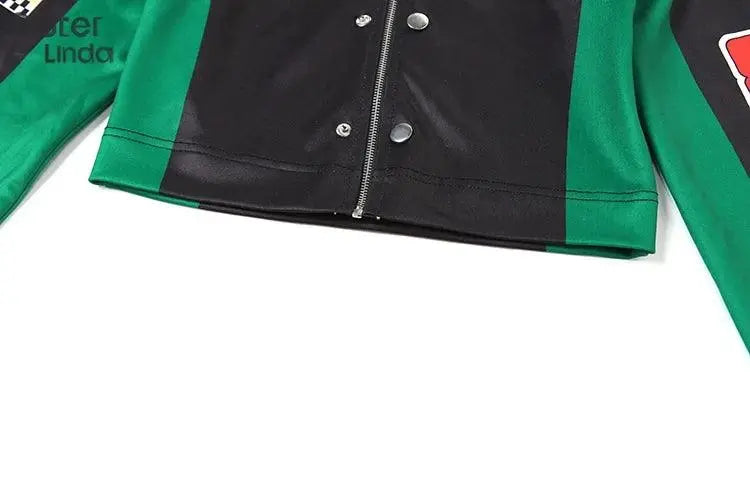 Sisterlinda Autumn Release Junior Girl Knit Letter Printing Slim Fit Jacket Fashion Locomotive Wind High Street Coat K24C55462 SS69