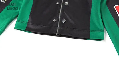 Sisterlinda Autumn Release Junior Girl Knit Letter Printing Slim Fit Jacket Fashion Locomotive Wind High Street Coat K24C55462 SS69