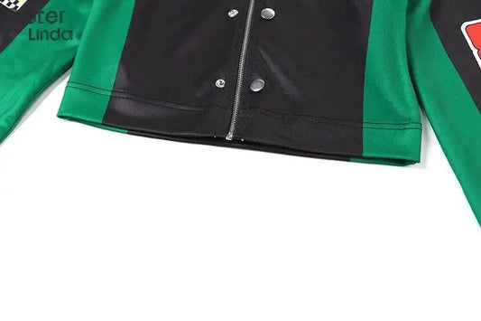 Sisterlinda Autumn Release Junior Girl Knit Letter Printing Slim Fit Jacket Fashion Locomotive Wind High Street Coat K24C55462 SS69