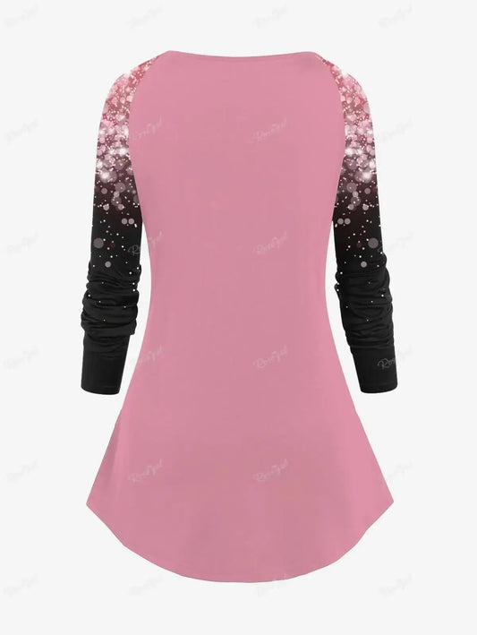 Sleeve T-shirt and Leggings Plus Size Outfits conjuntos para mujeres 2 piezas Valentine's Day Cat Glitter 3D Printed Raglan SS69