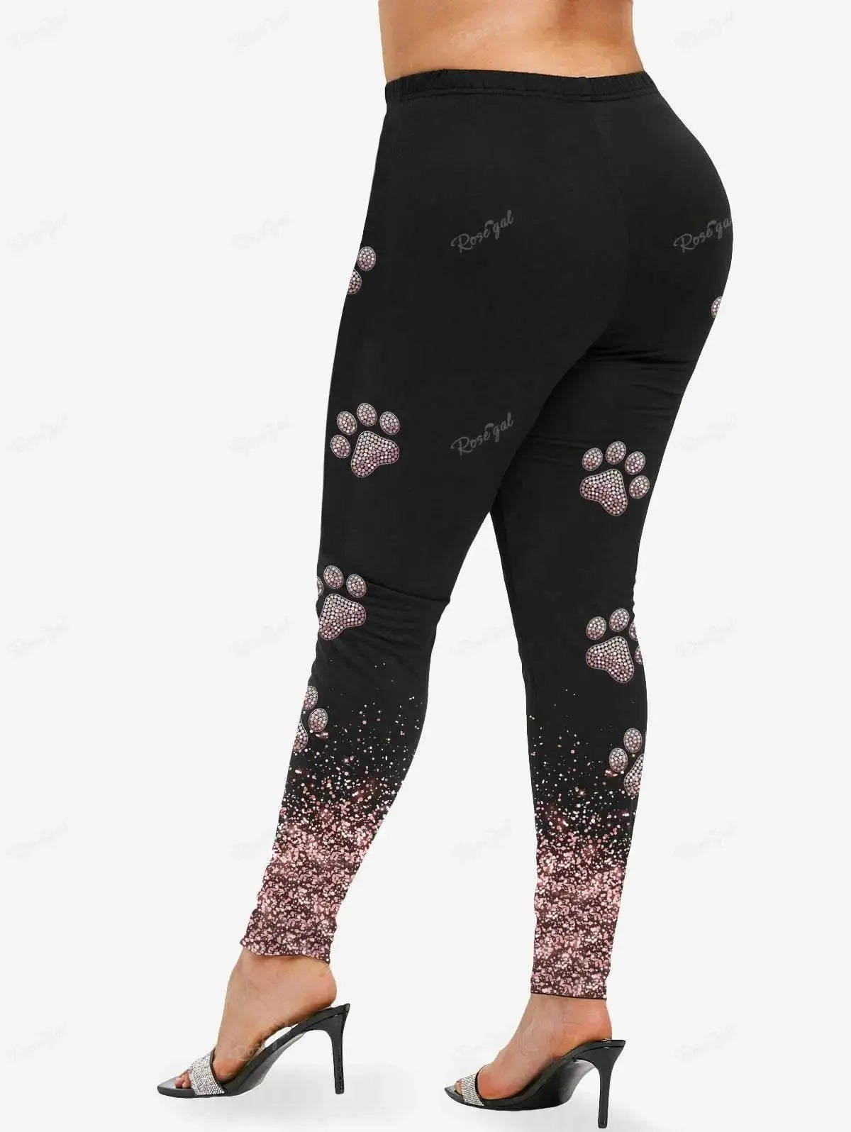 Sleeve T-shirt and Leggings Plus Size Outfits conjuntos para mujeres 2 piezas Valentine's Day Cat Glitter 3D Printed Raglan SS69