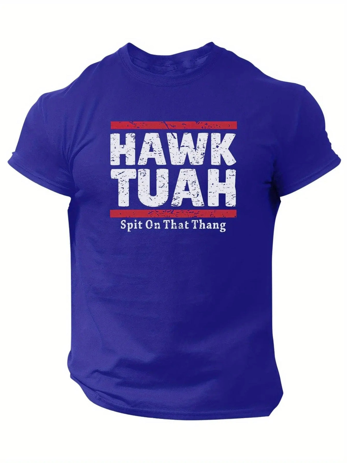 Slogans Hawk Tuah Print Men's Crew Neck Short Sleeve T-shirt, Summer Casual Versatile Top For Outdoor Fitness & Daily - SS69