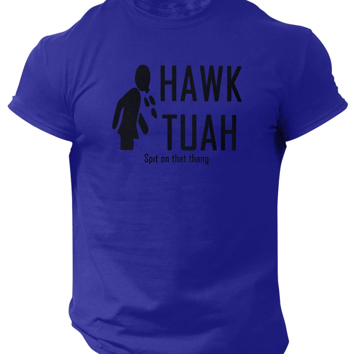Slogans Hawk Tuah Print Men's Crew Neck Short Sleeve T-shirt, Summer Casual Versatile Top For Outdoor Fitness & Daily - SS69