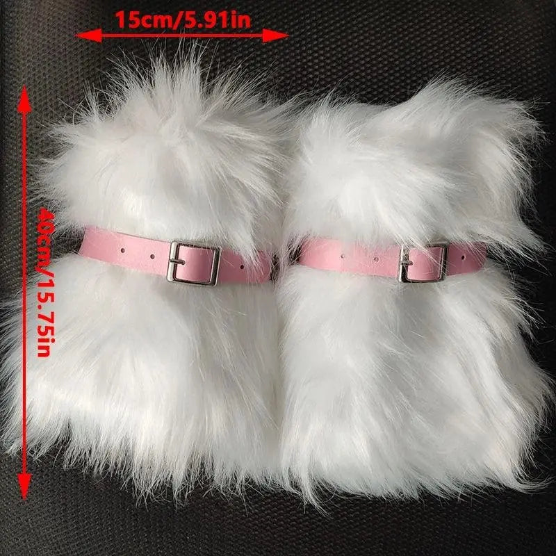 Soft White Fluffy Leg Warmer Women Girls Winter Warm Faux Fur Stockings Long Socks Legging Foot Boot Covers Thick Calf Socks.