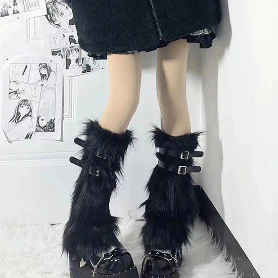 Soft White Fluffy Leg Warmer Women Girls Winter Warm Faux Fur Stockings Long Socks Legging Foot Boot Covers Thick Calf Socks SS69